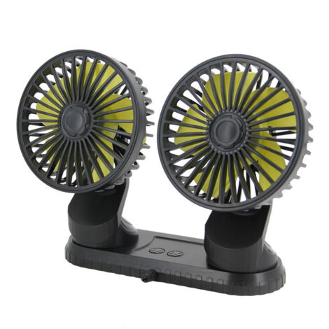 Ventilador de coche de verano de 10W, alimentado por USB, cabezal doble giratorio multiángulo, accesorios de ventilador de refrigeración de coche ABS de 3 velocidades (1/4)