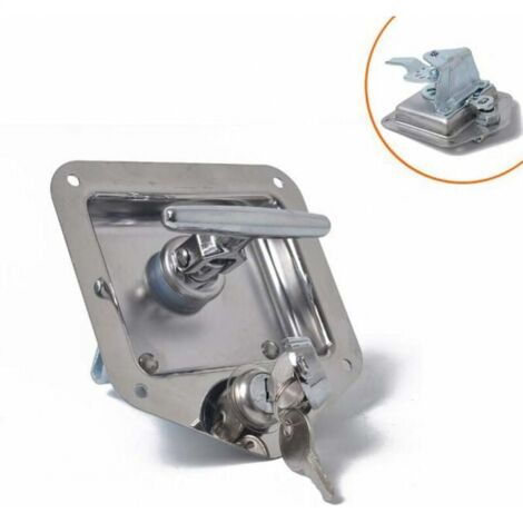 Cerradura de viaje de acero inoxidable en forma de T para remolque, caja de herramientas antirrobo, cerradura de puerta con manija para caravana, camión, campamento, autocaravana, coche patrulla (1/4)