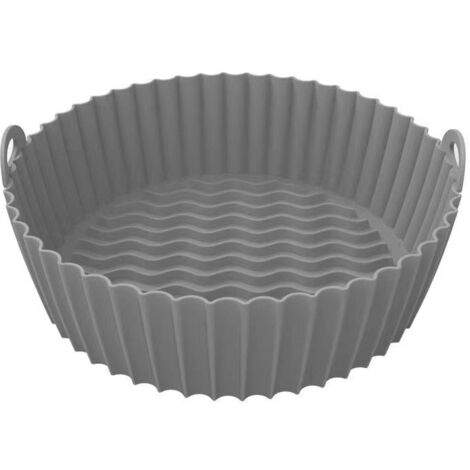 1 pieza (gris) de 8,5 pulgadas, accesorios de cocina y cocina, accesorios para freidoras de aire, cesta de silicona para freidora de aire, vaporera reutilizable para microondas