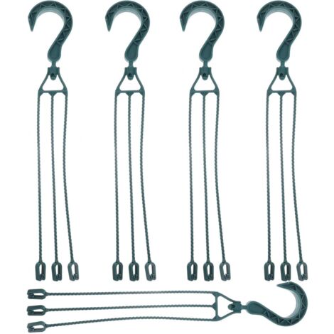 Paquete de 5 cadenas colgantes de plástico para macetas, gancho para cesta colgante giratorio de 360°, soporte para macetas (verde)