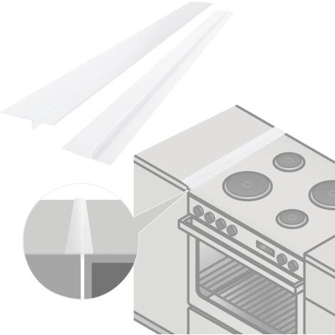 Paquete de 2 tapas de silicona para encimeras de cocina, longitud de relleno de 63 cm, sellado entre la estufa y el horno (blanco) (1/5)