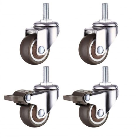 Ruedas giratorias para muebles de 4 piezas con freno Diámetro 38 mm Ruedas pequeñas M8x20 mm Carga 80 kg