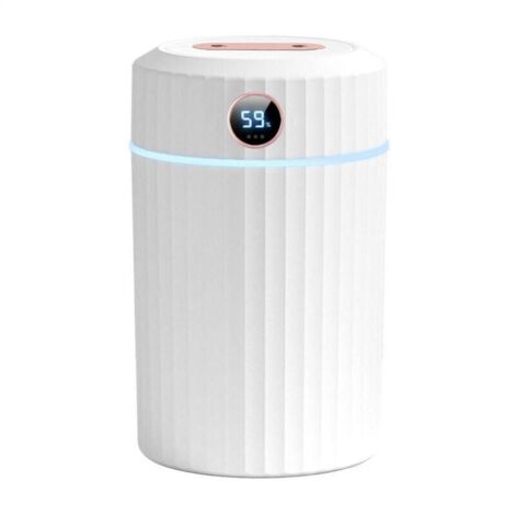 Humidificador ultrasónico silencioso de 2 l con termohigrómetro, boquillas dobles, 36 horas de funcionamiento, apagado automático, 7 LED para el hogar, el dormitorio y la oficina