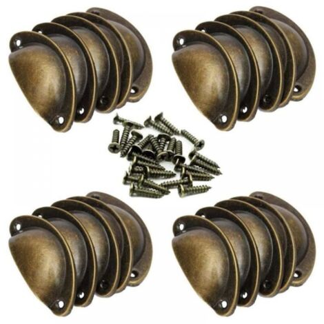 Paquete de 20 pomos de hierro curvo para puertas de armarios de cocina, estilo vintage, de bronce antiguo, de 8,2 x 3,5 cm
