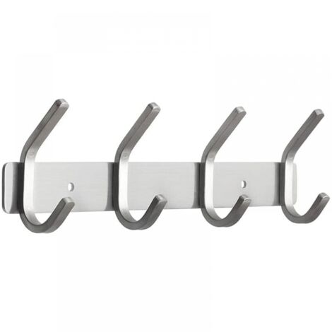 Perchero de pared Perchero de pared con 4 ganchos, toallero de acero inoxidable SUS 304 cepillado para dormitorios, baños, cocinas (1/5)