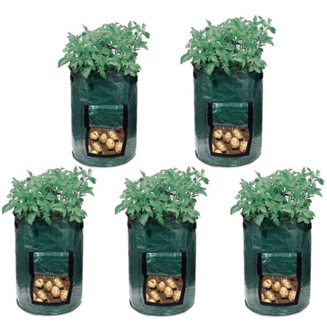 Bolsas para cultivo de jardín al aire libre, Cubo de fertilizante para jardín, bolsas para crecimiento de plantas, 10 galones, 35x45cm, 5 uds.