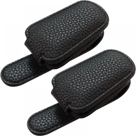 (Negro) Soporte para 2 gafas de sol de coche para vehículo, clip magnético para soporte de gafas (1/5)
