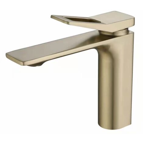 Grifo de lavabo, grifo de baño dorado, acero inoxidable 304 cepillado, grifo de lavabo antical, grifo de agua fría y caliente, manguera no incluida-grifo de lavabo