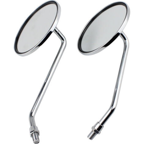 Espejo retrovisor: 1 par de espejos retrovisores redondos de motocicleta cromados y plateados de 10 mm. Espejo retrovisor izquierdo y derecho.