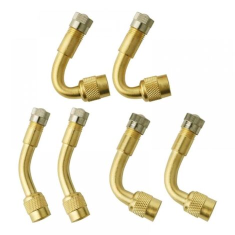 Paquete de 6 extensores de válvula de neumático, 3 tipos (color cobre), adaptador de válvula de neumático, extensor de válvula, para automóviles, motocicletas, bicicletas, camiones (1/5)