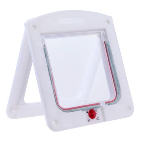 Puerta para gatos y perros Puerta para gatos pequeña con microchip, cerradura de 4 posiciones, fácil de instalar, color blanco