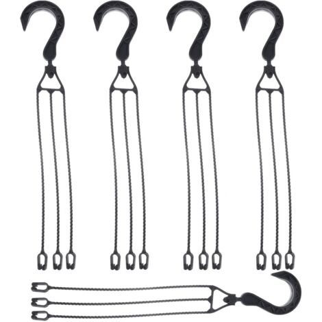 Paquete de 5 cadenas colgantes de plástico para macetas, gancho para cesta colgante giratorio de 360°, soporte para macetas (negro)