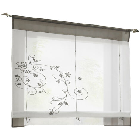 Cortina Romántica de 80X120cm con Pestaña Superior para Cocina y Balcón (Gris)