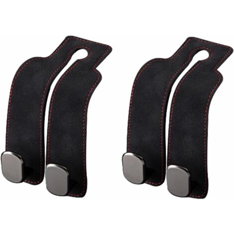 (Negro) Juego de 2 ganchos para reposacabezas de coche, soporte universal para gancho de asiento trasero de coche, accesorios para interior de coche (1/5)