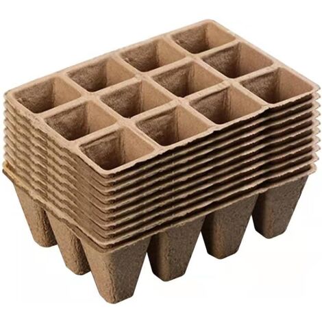 10 piezas de bandejas para plántulas, kit de bandejas para plántulas, contenedor de germinación, macetas de plántulas de fibra biodegradable para la germinación de semillas y verduras (1/4)