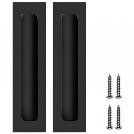 Piutouyar Paquete De 2 Manijas De Puerta Corrediza De Granero De Aleación De Aluminio, Manija De Puerta Central De 7.559 In/7.56 Pulgadas, Tiradores De Puerta De Armario Con Placa Para Cocina