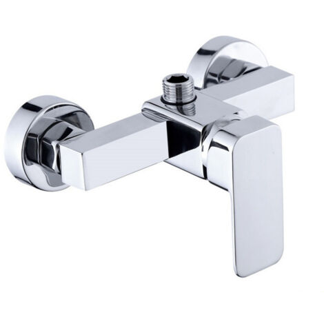 Grifo de ducha de pared cromado moderno con mezclador de ducha para agua fría y caliente (1/5)
