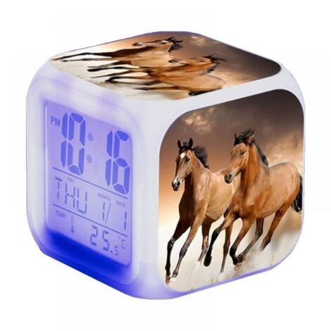 Despertador con forma de caballo - Despertador con forma de animal - LED - Con luz - Brilla en la oscuridad - Para niños y adultos - Regalos de cumpleaños para adultos
