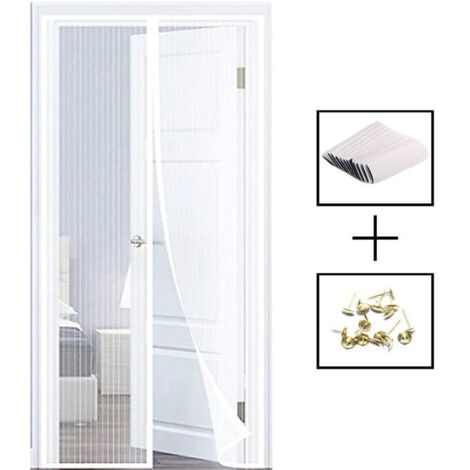 Mosquitera magnética para puerta, cortina magnética autoadhesiva de malla ultrafina, cierre automático, fácil instalación de cortina antimosquitos sin herramientas, 120X210cm, color blanco