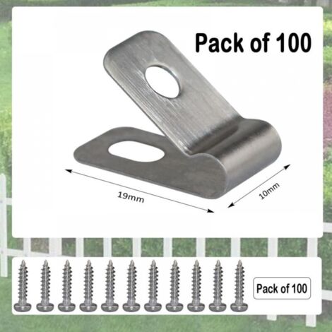 Clips Para Vallas 100 Piezas - Acero Inoxidable 304, Con 100 Tornillos, Para Sujetar Mallas Y Cables A Postes De Madera