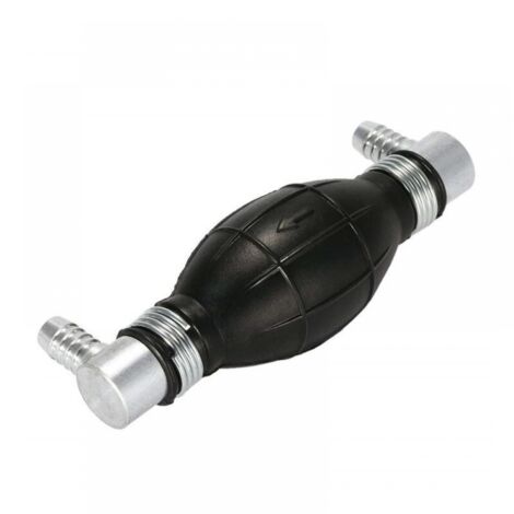 Cebador universal para sistemas de combustible diésel o gasolina, con ángulo de 90° en ambos lados, salida de 12 mm y válvula antirretorno.