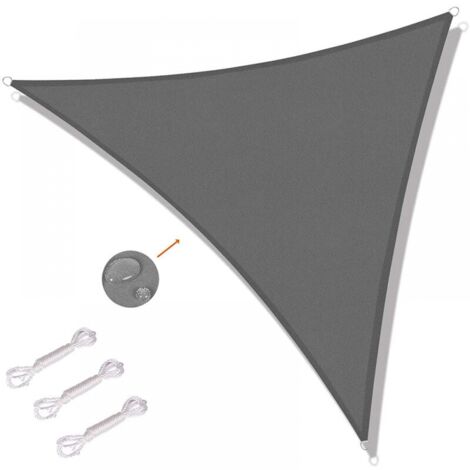 Vela de sombra triangular 6x6x6m Vela de sombra para exterior, terraza, jardín protección UV - Gris (1/5)