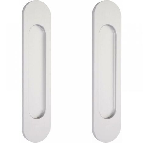 2 tiradores de puerta corredera ovalados plateados autoadhesivos (15 cm), de aluminio enrasado, sin necesidad de taladrar