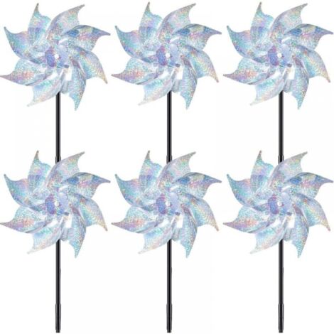 Molino de viento antipájaros, juego de 6 molinos de viento reflectantes, molino de viento para jardín al aire libre (1/5)
