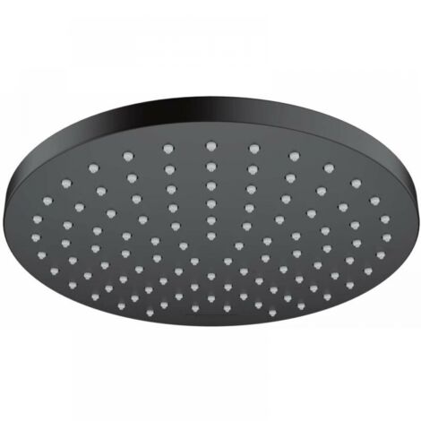 Rociador de ducha fijo diámetro 25 cm Volumen de lluvia Bola giratoria Instalación fija ABS Negro mate redondo (1/4)