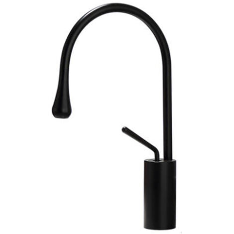 Grifo de baño de latón macizo negro, grifo mezclador alto, grifo para lavabo de baño de montaje en encimera (1/4)