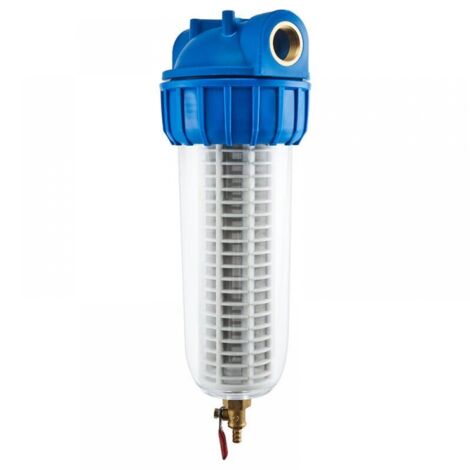 Bomba de jardinería de refuerzo de filtro largo - Filtro de línea de agua Filtro de hidrolimpiadora con drenaje, 6 pulgadas