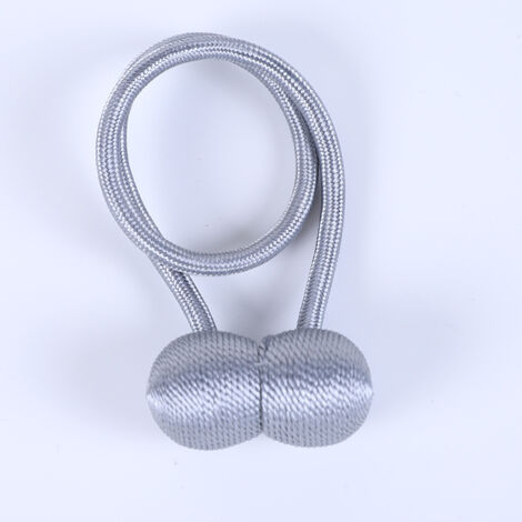 Paquete de 4 alzapaños magnéticos para cortinas, hebillas trenzadas magnéticas para decoración del hogar y la oficina (gris plateado)