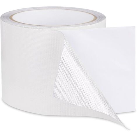 Cinta de reparación para toldos, resistente al agua y resistente, apta para lonas, sombrillas y marquesinas, color blanco (8 cm x 2 m)