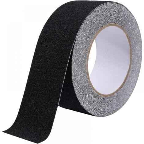 Cinta antideslizante para escaleras, resistente a la fricción y abrasiva, para mayor seguridad, para interior y exterior, alta tracción, 5 cm x 5 m, color negro. (1/5)