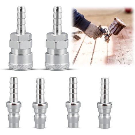 6 piezas de accesorios neumáticos de 8 mm para manguera de gas, conector de boquilla de cobre, conector rápido para manguera de aire, compresor, accesorio neumático rápido (2 piezas SH20 + 4 piezas PH (1/5)