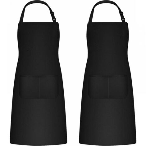 Delantal de cocina de dos piezas para hombre y mujer, portaherramientas con dos bolsillos para asar, color negro