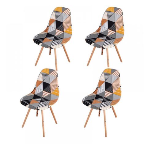 Fundas elásticas para sillas, juego de 4 piezas, universales, sin brazos, para comedor, sala, cocina y decoración del hogar, color gris (1/5)