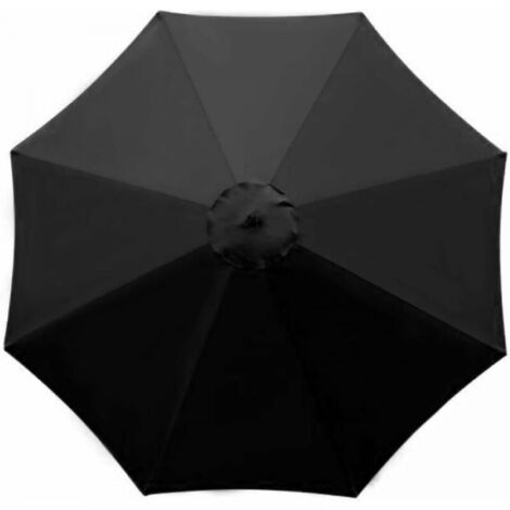 Funda de recambio para sombrilla - 8 varillas - Diámetro 3m - Impermeable - Protección UV - Tejido de recambio - Negro