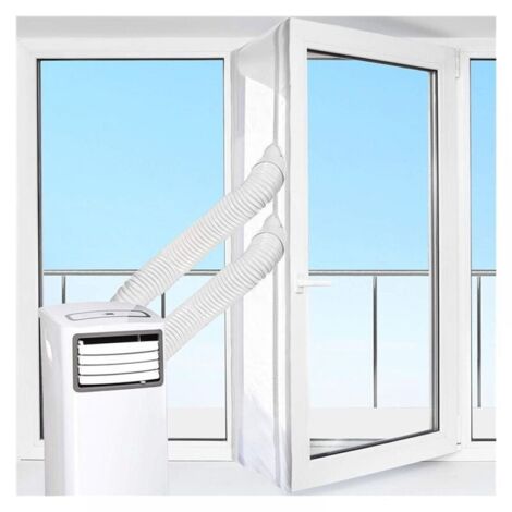 Kit de sellado de aire acondicionado móvil de 400 cm para puertas y ventanas, aires acondicionados, secadoras y deshumidificadores, sello de manguera de escape, cremallera, fácil de instalar