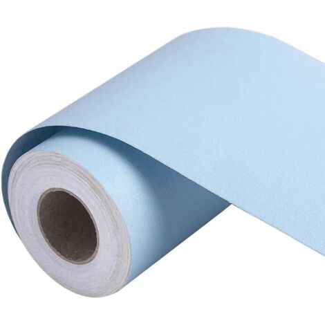 Cenefa de papel pintado azul claro de 10 x 500 cm, moldura de pared, adhesivo para zócalo de pared, adhesivo de PVC