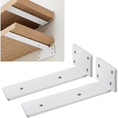 Paquete de 2 soportes de pared para estanterías resistentes, capacidad de carga de 75 kg, instalación en forma de T (blanco, 15 cm) (1/5)