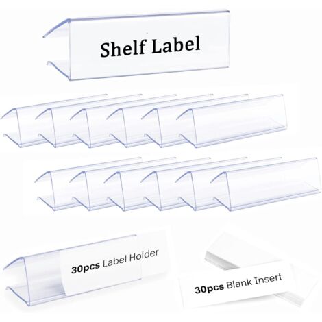Paquete de 30 portaetiquetas de plástico transparente de 1 x 0,9 x 3 pulgadas para etiquetas y letreros de madera con inserciones en blanco a juego.