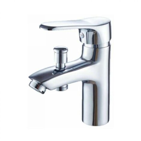 Robinet de salle de bain moderne avec commande à levier unique pour eau chaude et froide, robinet de lavabo (avec tuyau d'eau de 60 cm) (1/4)