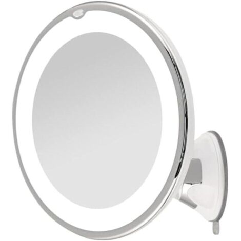 Miroir de rasage grossissant 10x avec lumière, LED et support à ventouse verrouillable Rotation à 360° (1/5)