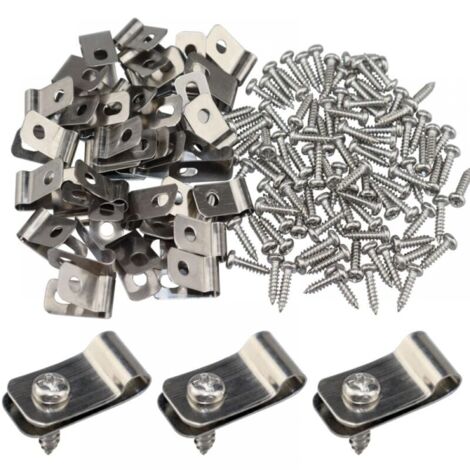 Pinces de fixation pour clôture clips de fixation pour grillage cloture clips de fil en acier inoxydable avec vis colliers de serrage pour clôture en bois, vinyle ou métal (100 pièces) (1/5)
