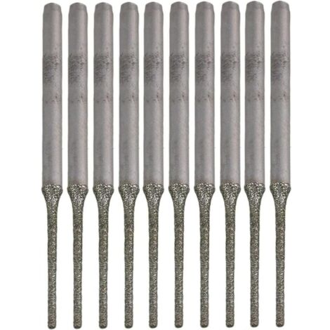 Lot de 10 forets prolongés à pointe argentée en diamant, pour percer des trous sur des minéraux, perles, agates, bijoux, argent (1/5)