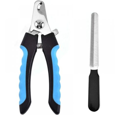 Coupe-ongles professionnel pour chiens et chats, coupe-ongles avec lime à ongles pour chiens, chats, oiseaux et pattes de toutes tailles, bleu et noir (1/5)