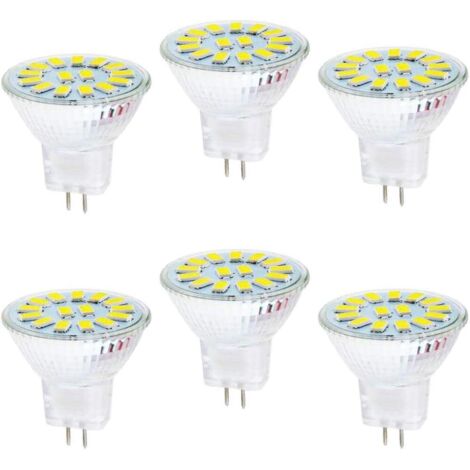 Ampoules LED MR11, paquet de 6, LED 5W, peuvent remplacer les ampoules halogènes 40W, douille GU4 à double broche, 6500K, AC/DC 12V. (1/5)