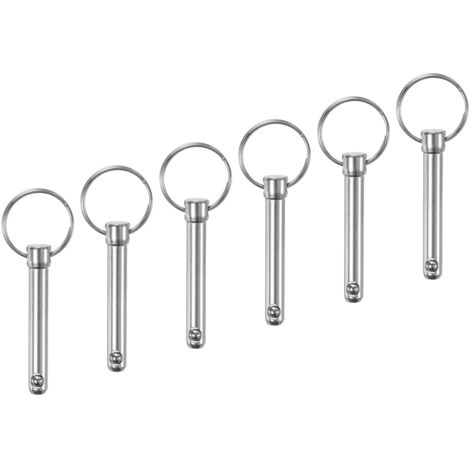 6pcs Goupilles à Dégagement Rapide Goupille de Verrouillage 8mm Avec Extrémité à Boule à Ressort Accessoires de Verrouillage, Matériel Marin, Diamètre 8 Mm, Longueur Totale 70 mm (1/4)