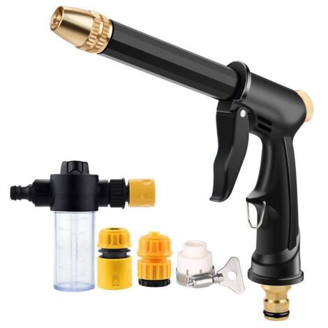 Embout de tuyau d'arrosage avec distributeur de savon et raccord rapide, pistolet nettoyeur haute pression en plastique, lavage de voiture extérieur. (1/5)